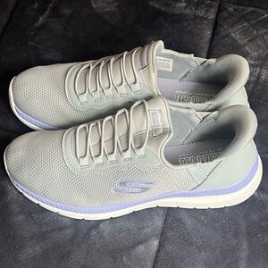 Skechers Light Gray with Lavender Accent Slip-On Sneakers